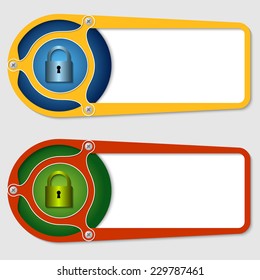 set of two boxes for entering text with padlock