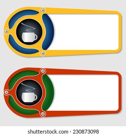 set of two boxes for entering text with cup of coffee