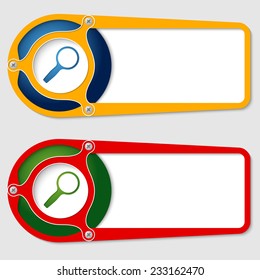 set of two boxes for entering text with magnifier