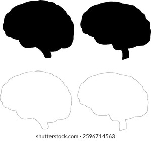 Set of two brains with black fill and outline
