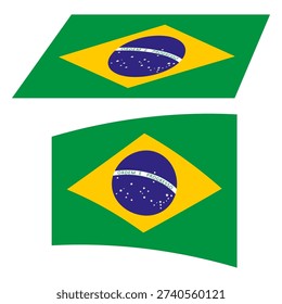 A set of two Brazilian flags in different perspectives
