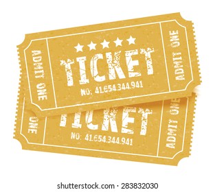 a set of two brown tickets