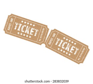 a set of two brown tickets