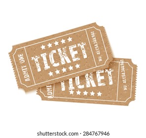 a set of two brown tickets