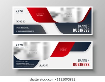 set of two business banners in red theme