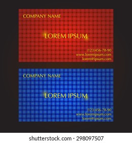 Set of two business cards with textile background. Vector illustration.