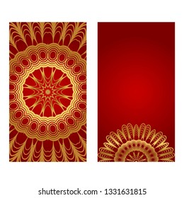 Set of two Business Cards. Vintage decorative elements with mandala ornament. Ornamental floral, oriental pattern. Vector illustration. Islam, Arabic, Indian, turkish, pakistan, chinese, motifs.