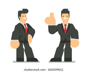 Set of two business man in suit. Vector character design flat style.