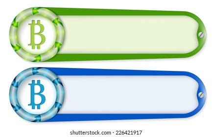 set of two buttons with arrows and bit coin symbol