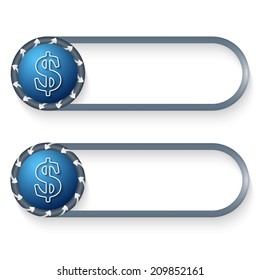 set of two buttons with arrows and dollar symbol