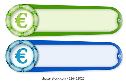 set of two buttons with arrows and euro symbol