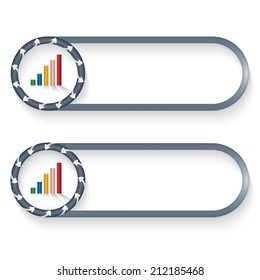 set of two buttons with arrows and graph
