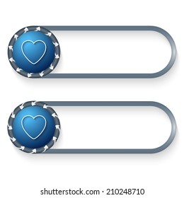 set of two buttons with arrows and heart