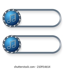 set of two buttons with arrows and music symbol
