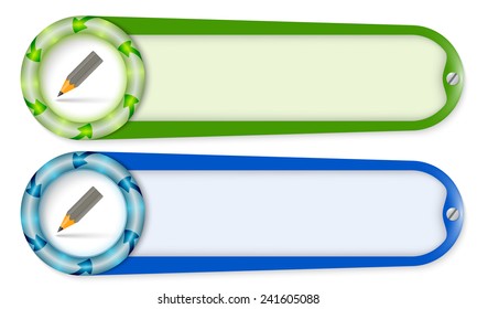 set of two buttons with arrows and pencil