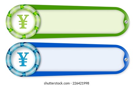 set of two buttons with arrows and yen symbol