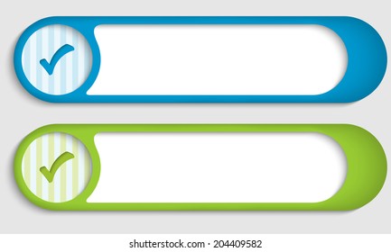 set of two buttons with check box