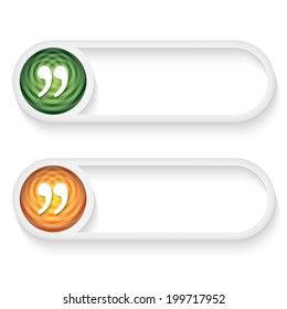 set of two buttons for entering  text with quotation mark