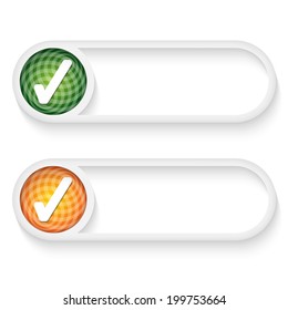 set of two buttons for entering  text with check box