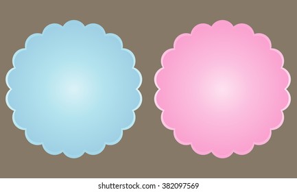 Set of two buttons and labels. Vector image.