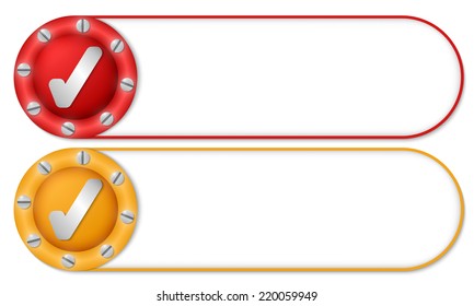 set of two buttons with screws and check box