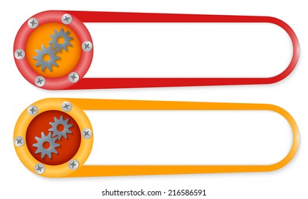 set of two buttons with screws and cogwheels