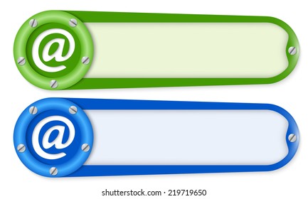 set of two buttons with screws and email symbol