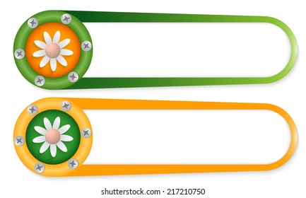 set of two buttons with screws and flower