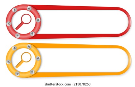 set of two buttons with screws and magnifier