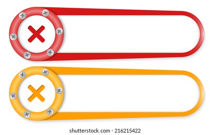 set of two buttons with screws and multiplication symbol