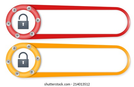 set of two buttons with screws and padlock