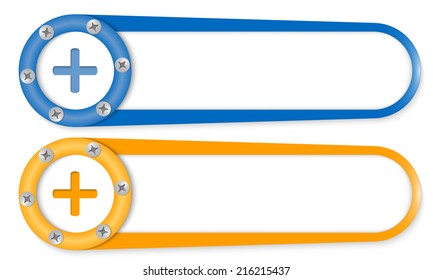 set of two buttons with screws and plus symbol
