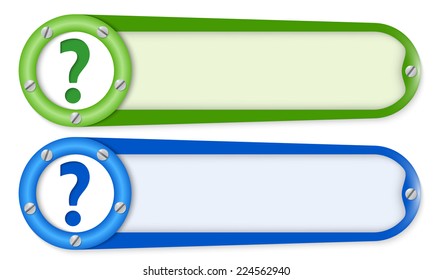 set of two buttons with screws and question mark