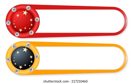 set of two buttons with screws and stars
