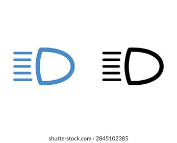 A set of two car headlight dashboard indicator icons displayed in blue and black colors representing vehicle lighting systems
