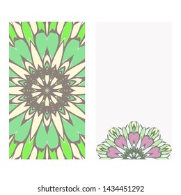 Set of two card collection. Vintage decorative elements with mandala. Hand drawn background. Islam, Arabic, Indian, ottoman motifs. Vector illustration