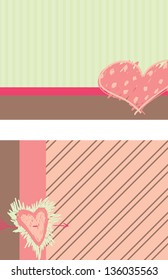 A set of two card designs with a heart theme and the same colors.