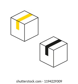 Set of two cardboard box icons. Vector