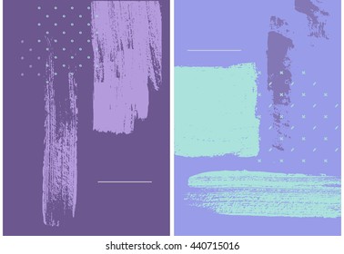 Set of two cards with abstract hand drawn forms on dark background