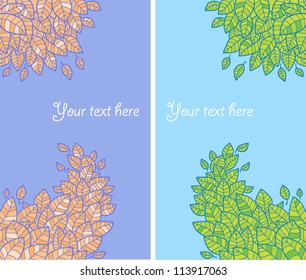 Set of two cards with leaves