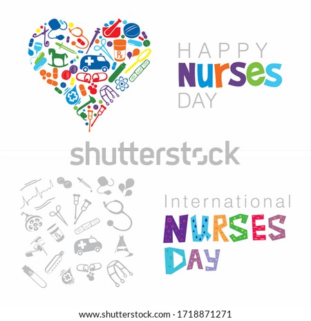 A set of two cards on Happy Nurses Day on a white background