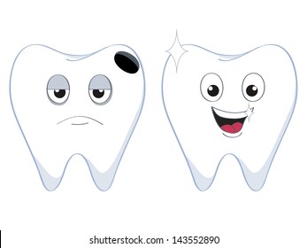 a set of two cartoon human teeth
