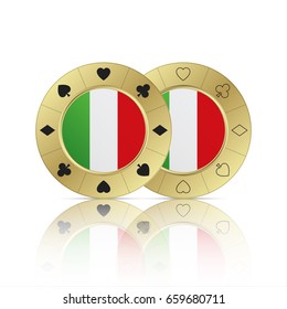 Set of two casino poker chips isolaten on white background, modern vector illustration