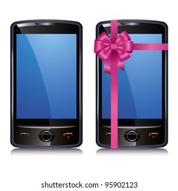 Set of two cell smart phone isolated on white background