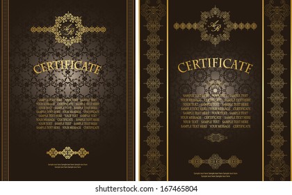 Set of two certificates. Vintage frame on a seamless background. Luxury design       