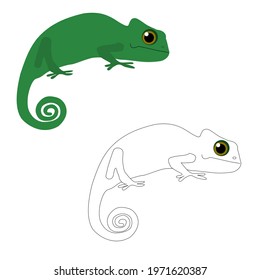 Set of two Chameleons and an outline for colouring
