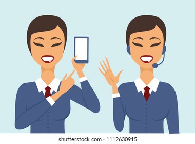 Set of two characters customers support concept