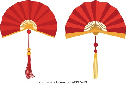 Set of two Chinese fans vector illustration isolated on a white background