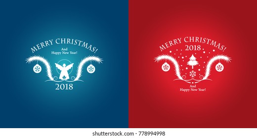 A set of two Christmas labels with snowflakes and typical Christmas elements. Vector illustration