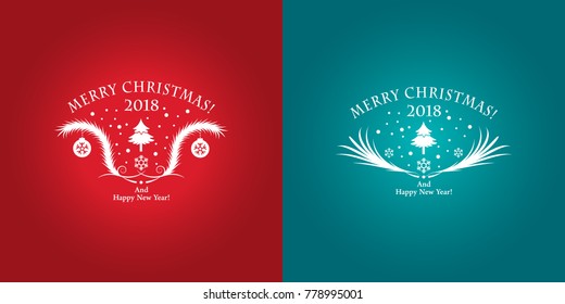 A set of two Christmas labels with snowflakes and typical Christmas elements. Vector illustration